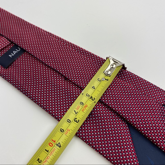4/$25 Nautica Red Navy White Check 100% Silk Tie - Picture 13 of 13